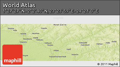 Physical Panoramic Map of the Area around 1° 45' 3" N, 23° 52' 30" E