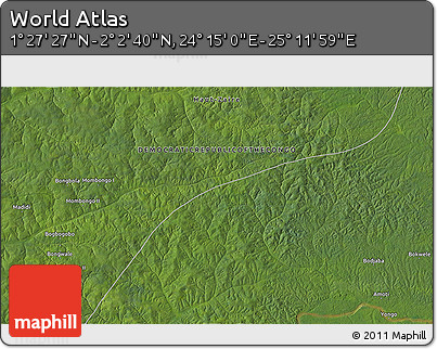 Satellite 3D Map of the Area around 1° 45' 3" N, 24° 43' 30" E