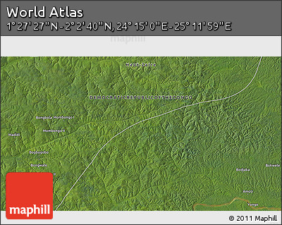 Satellite 3D Map of the Area around 1° 45' 3" N, 24° 43' 30" E