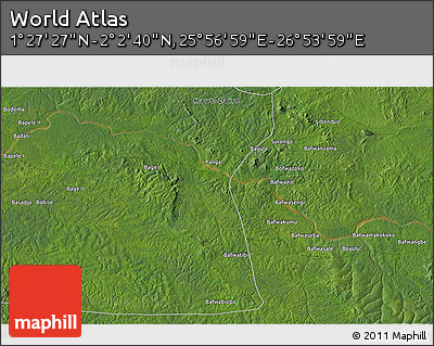 Satellite 3D Map of the Area around 1° 45' 3" N, 26° 25' 29" E