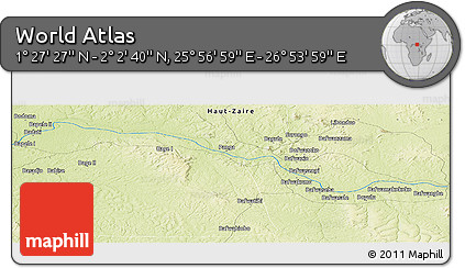 Physical Panoramic Map of the Area around 1° 45' 3" N, 26° 25' 29" E