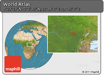 Satellite Location Map of the Area around 1° 45' 3" N, 27° 16' 29" E