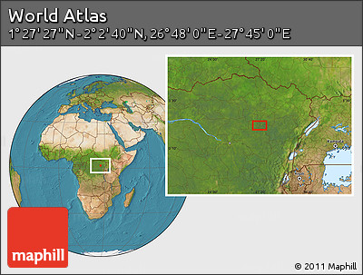 Satellite Location Map of the Area around 1° 45' 3" N, 27° 16' 29" E