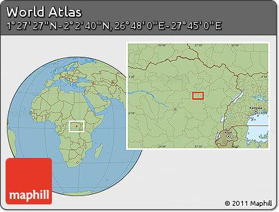Savanna Style Location Map of the Area around 1° 45' 3" N, 27° 16' 29" E
