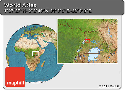 Satellite Location Map of the Area around 1° 45' 3" N, 31° 31' 29" E