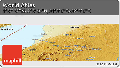 Physical Panoramic Map of the Area around 1° 45' 3" N, 31° 31' 29" E