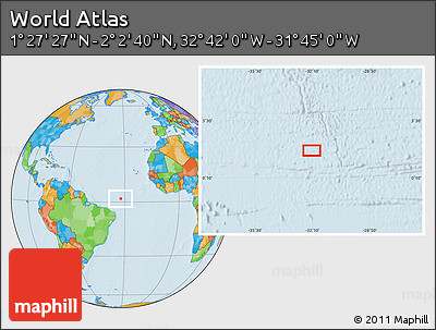 Political Location Map of the Area around 1° 45' 3" N, 32° 13' 30" W