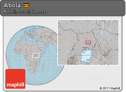 Gray Location Map of Abola, hill shading