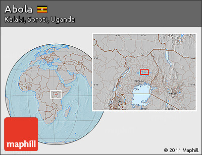 Gray Location Map of Abola, hill shading
