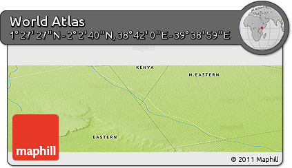 Physical Panoramic Map of the Area around 1° 45' 3" N, 39° 10' 29" E