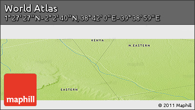 Physical Panoramic Map of the Area around 1° 45' 3" N, 39° 10' 29" E
