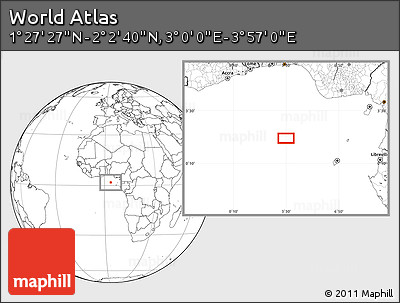 Blank Location Map of the Area around 1° 45' 3" N, 3° 28' 30" E