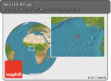 Satellite Location Map of the Area around 1° 45' 3" N, 3° 28' 30" E