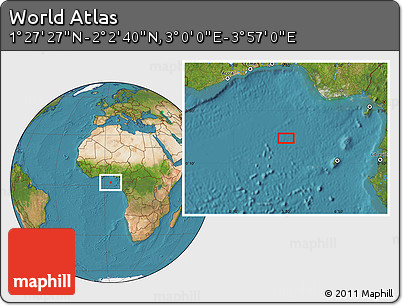 Satellite Location Map of the Area around 1° 45' 3" N, 3° 28' 30" E
