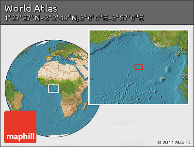 Satellite Location Map of the Area around 1° 45' 3" N, 3° 28' 30" E