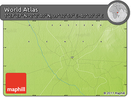 Physical Map of the Area around 1° 45' 3" N, 40° 1' 29" E