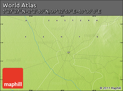 Physical Map of the Area around 1° 45' 3" N, 40° 1' 29" E