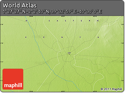 Physical Map of the Area around 1° 45' 3" N, 40° 1' 29" E