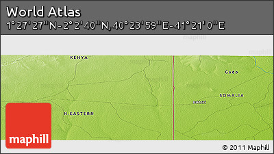 Physical Panoramic Map of the Area around 1° 45' 3" N, 40° 52' 30" E