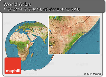 Satellite Location Map of the Area around 1° 45' 3" N, 42° 34' 30" E