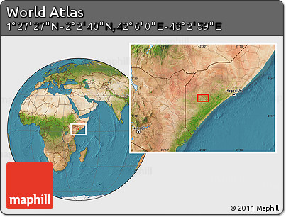 Satellite Location Map of the Area around 1° 45' 3" N, 42° 34' 30" E