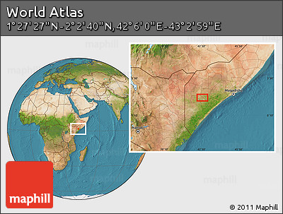 Satellite Location Map of the Area around 1° 45' 3" N, 42° 34' 30" E