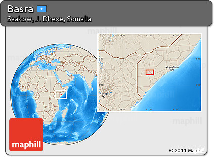 Shaded Relief Location Map of Basra
