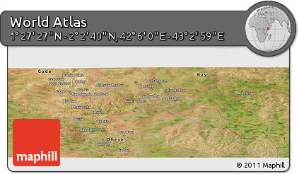 Satellite Panoramic Map of the Area around 1° 45' 3" N, 42° 34' 30" E