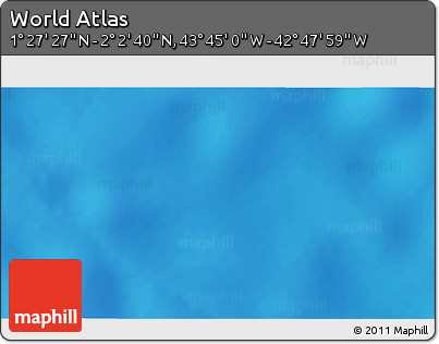 Physical 3D Map of the Area around 1° 45' 3" N, 43° 16' 29" W