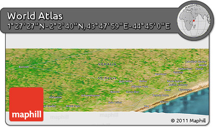 Satellite Panoramic Map of the Area around 1° 45' 3" N, 44° 16' 29" E