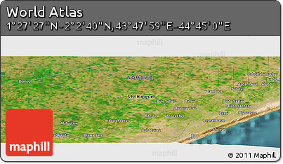 Satellite Panoramic Map of the Area around 1° 45' 3" N, 44° 16' 29" E