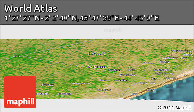 Satellite Panoramic Map of the Area around 1° 45' 3" N, 44° 16' 29" E