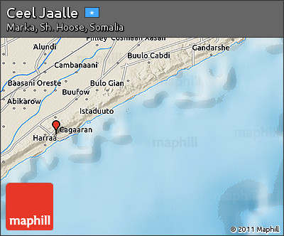 Shaded Relief 3D Map of Ceel Jaalle