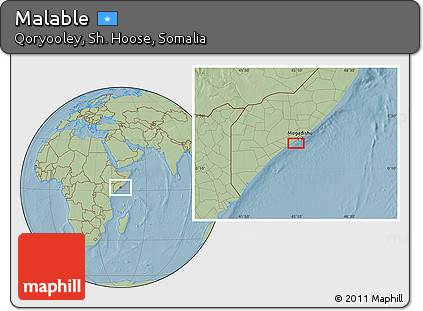 Savanna Style Location Map of Malable, hill shading