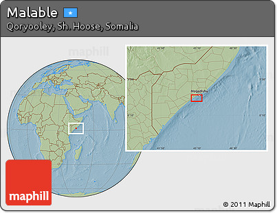 Savanna Style Location Map of Malable, hill shading