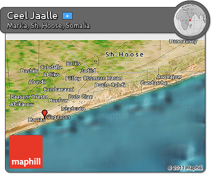 Satellite Panoramic Map of Ceel Jaalle