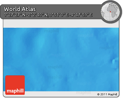 Shaded Relief 3D Map of the Area around 1° 45' 3" N, 4° 19' 30" E