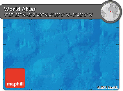 Shaded Relief Map of the Area around 1° 45' 3" N, 4° 10' 30" W
