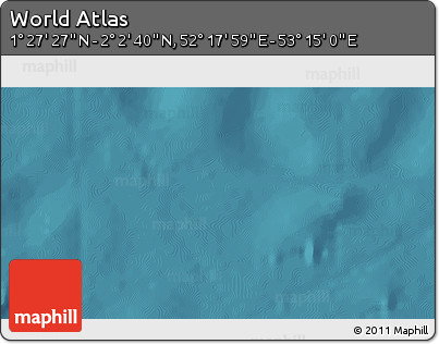 Satellite 3D Map of the Area around 1° 45' 3" N, 52° 46' 29" E