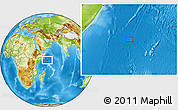 Physical Location Map of the area around 1° 45' 3" N, 52° 46' 29" E