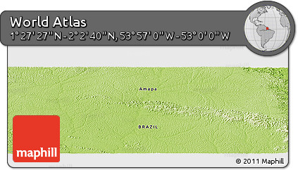 Physical Panoramic Map of the Area around 1° 45' 3" N, 53° 28' 30" W