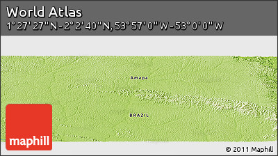 Physical Panoramic Map of the Area around 1° 45' 3" N, 53° 28' 30" W