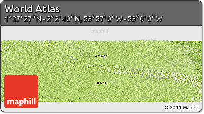 Physical Panoramic Map of the Area around 1° 45' 3" N, 53° 28' 30" W