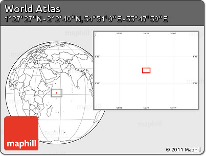Blank Location Map of the Area around 1° 45' 3" N, 55° 19' 30" E