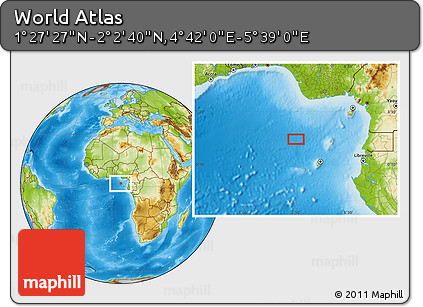Physical Location Map of the Area around 1° 45' 3" N, 5° 10' 30" E