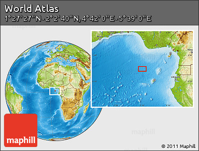 Physical Location Map of the Area around 1° 45' 3" N, 5° 10' 30" E