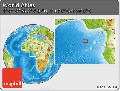 Physical Location Map of the Area around 1° 45' 3" N, 5° 10' 30" E