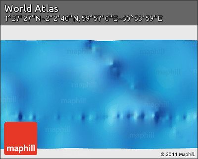 Physical 3D Map of the Area around 1° 45' 3" N, 60° 25' 29" E