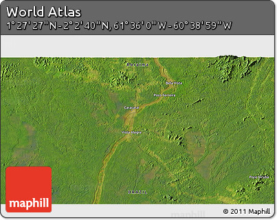 Satellite 3D Map of the Area around 1° 45' 3" N, 61° 7' 30" W