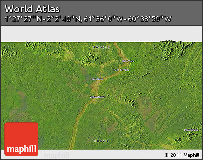 Satellite 3D Map of the Area around 1° 45' 3" N, 61° 7' 30" W